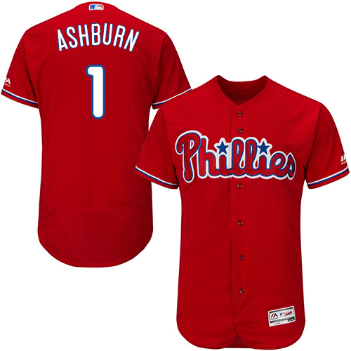 Phillies #1 Richie Ashburn Red Flexbase Authentic Collection Stitched MLB Jersey - Click Image to Close